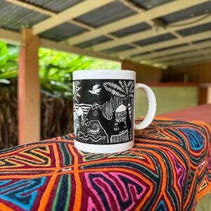 Black‎ & White Wildlife Folk Art Ceramic Mug